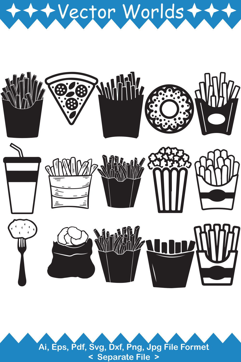 French Fries SVG Vector Design pinterest preview image.