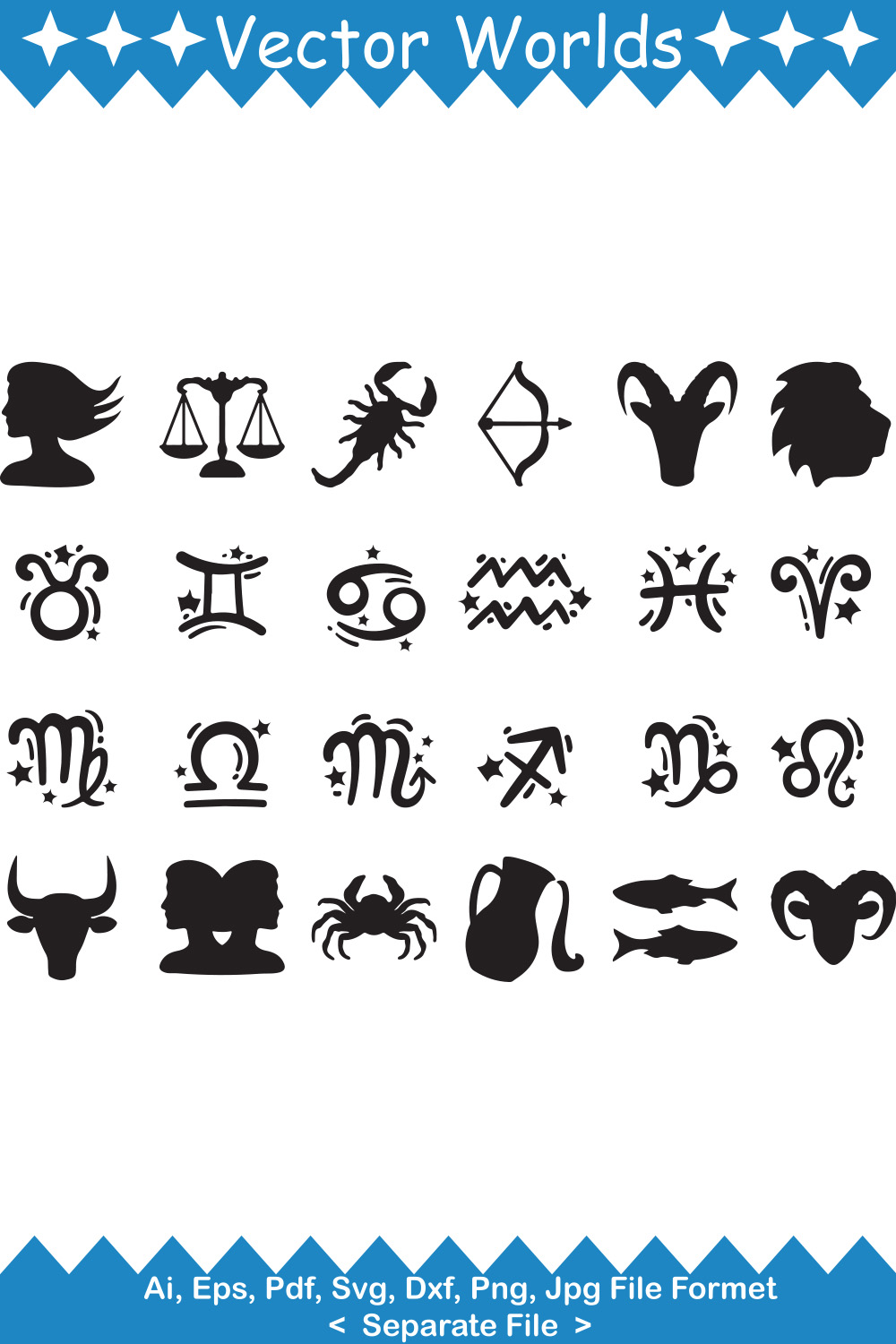 Zodiac Sign SVG Vector Design pinterest preview image.
