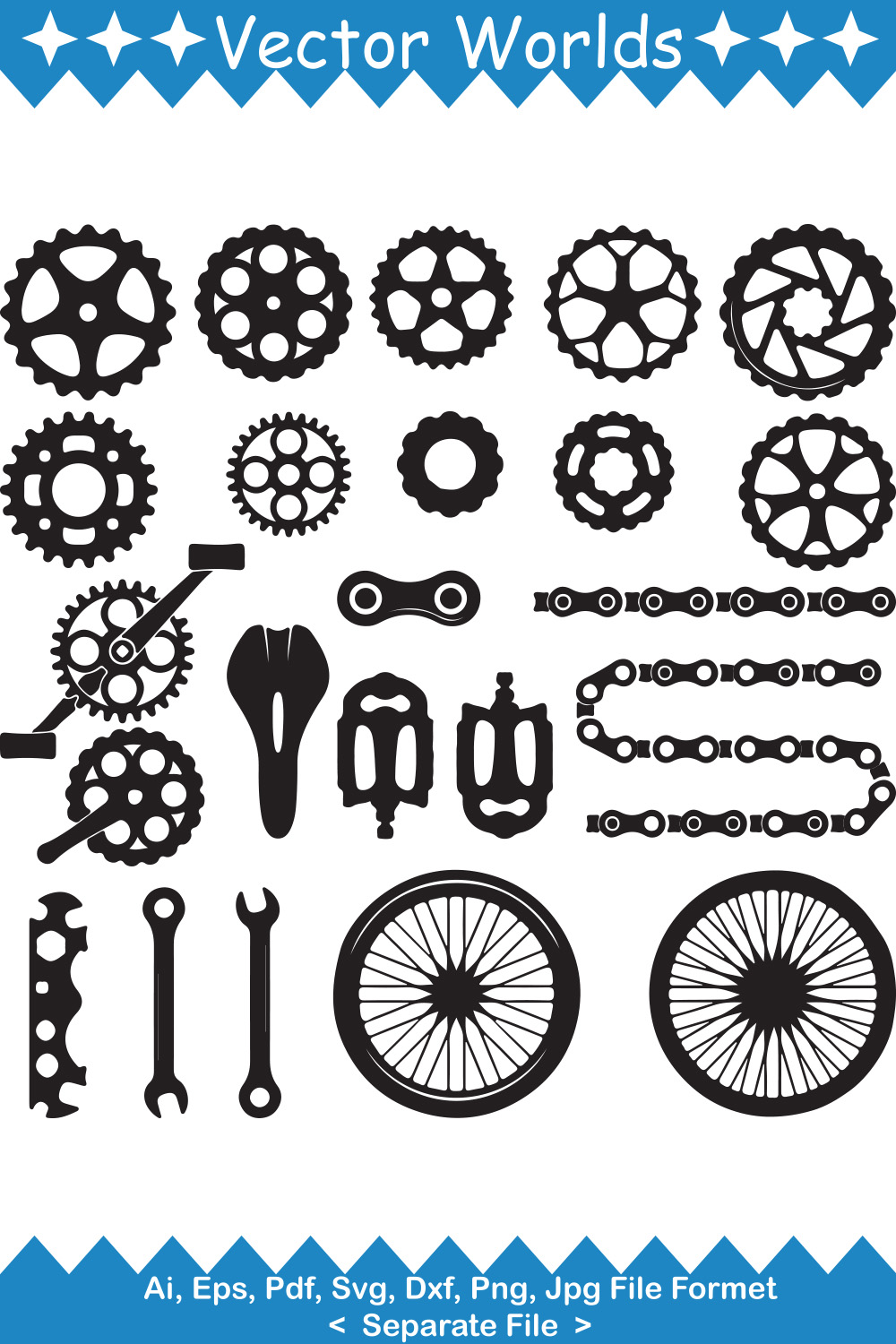 Gears Chains SVG Vector Design pinterest preview image.