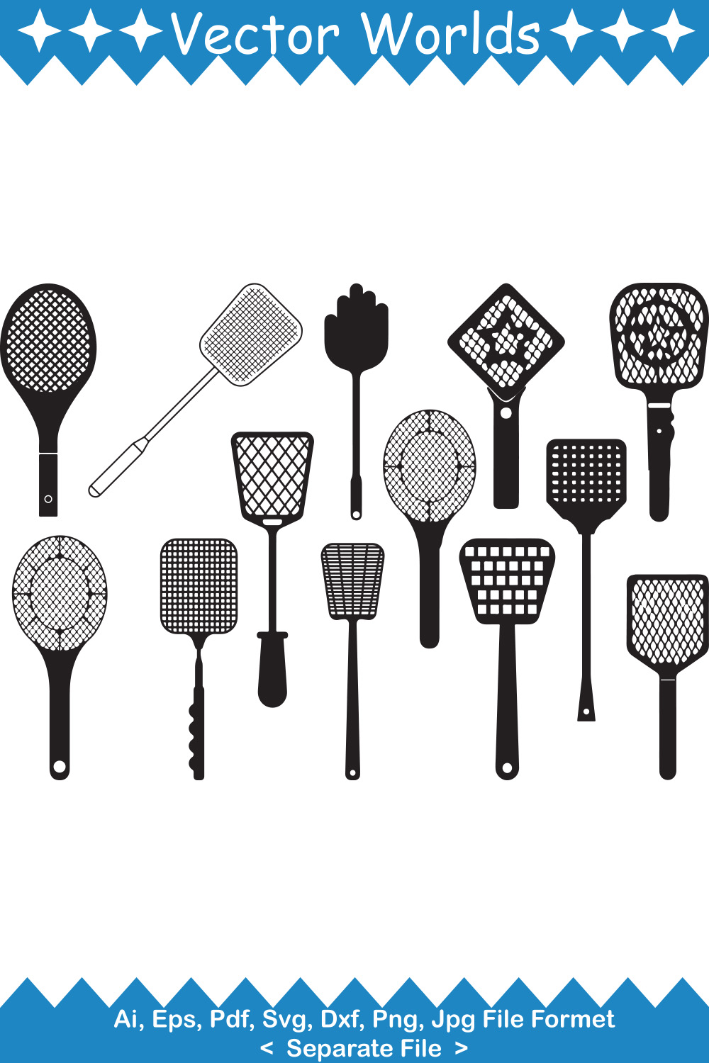 Electric Fly Swatter SVG Vector Design pinterest preview image.