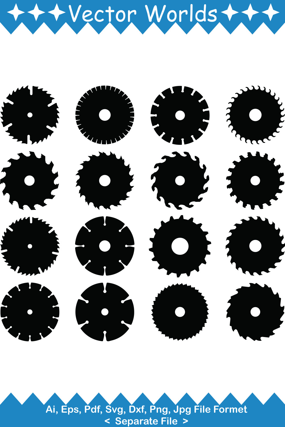 Diamond Saw Blade SVG Vector Design pinterest preview image.