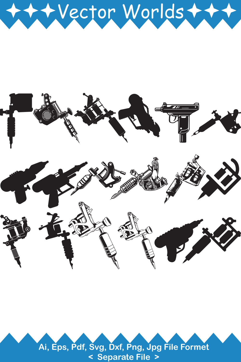 Tattoo Machine Gun SVG Vector Design pinterest preview image.