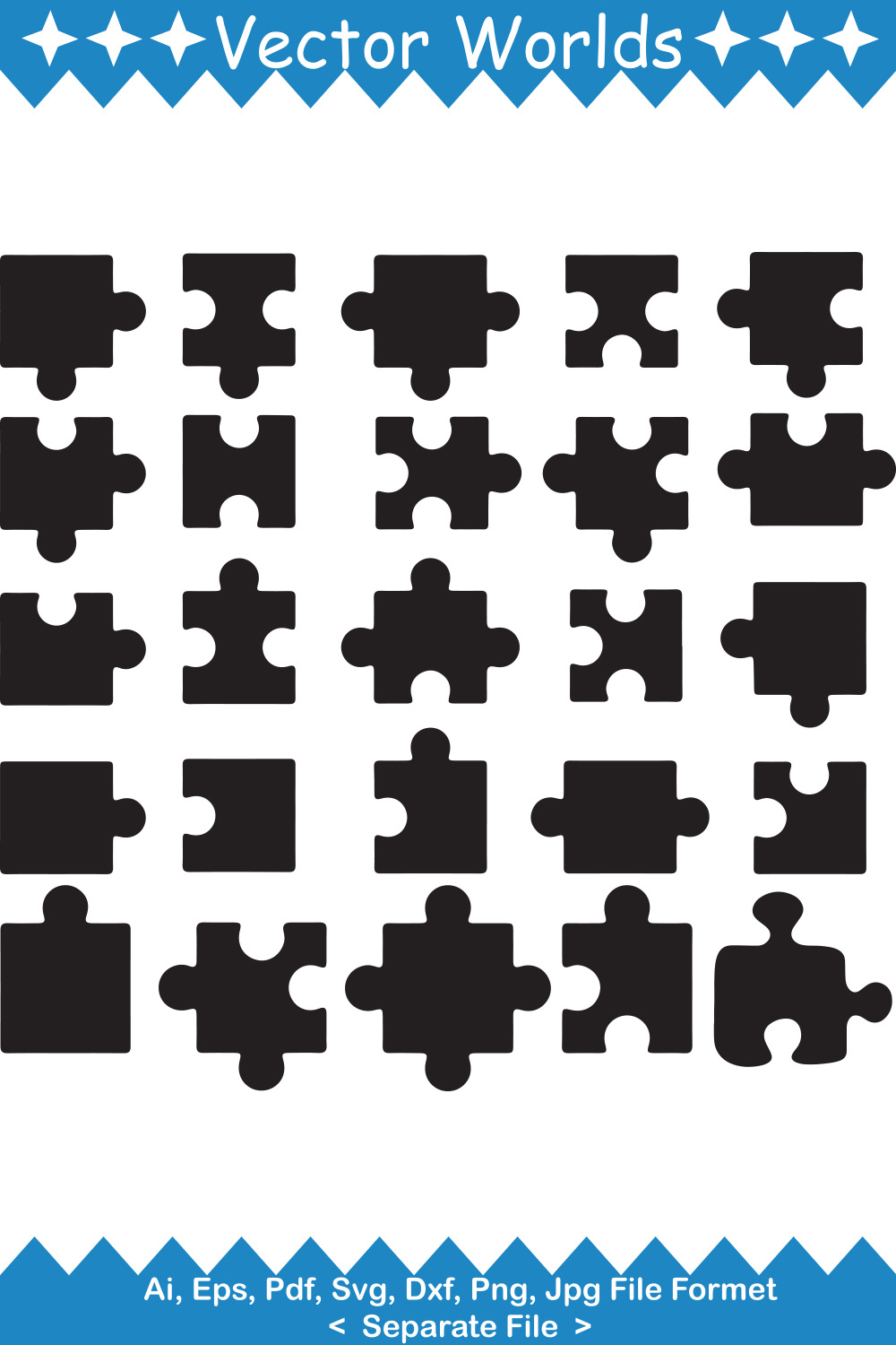 Puzzle SVG Vector Design pinterest preview image.