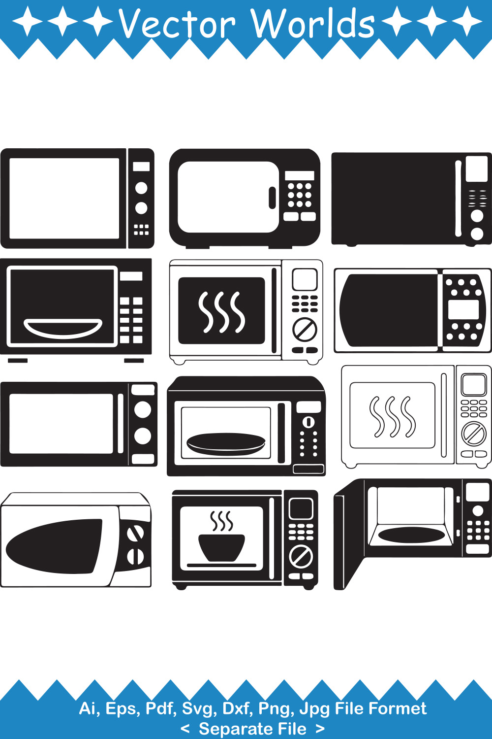 Microwave SVG Vector Design pinterest preview image.