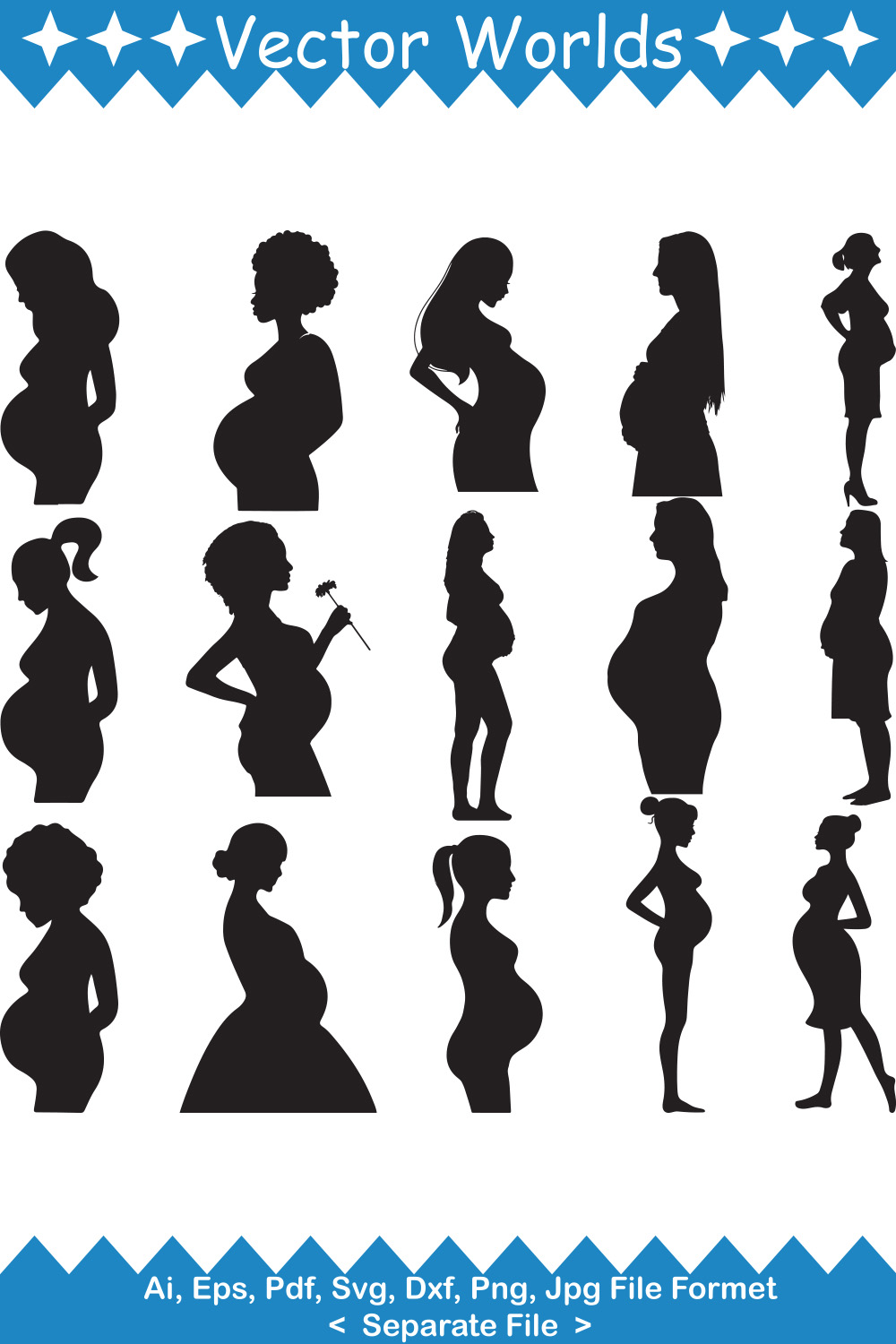 Pregnant Woman SVG Vector Design pinterest preview image.