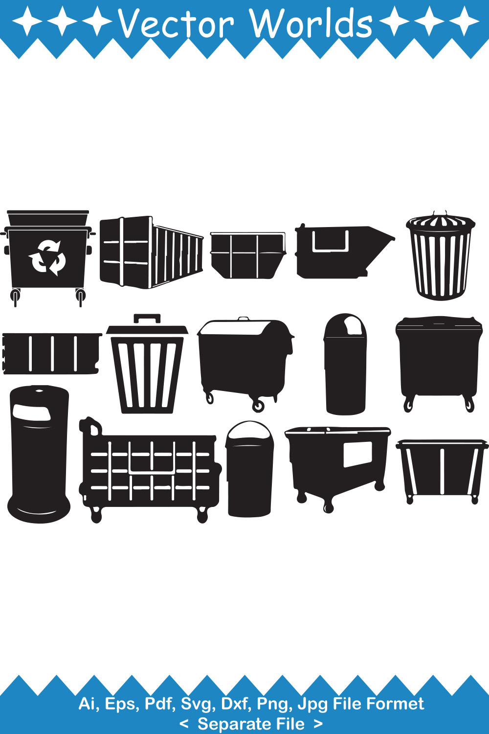 Trash Container SVG Vector Design pinterest preview image.