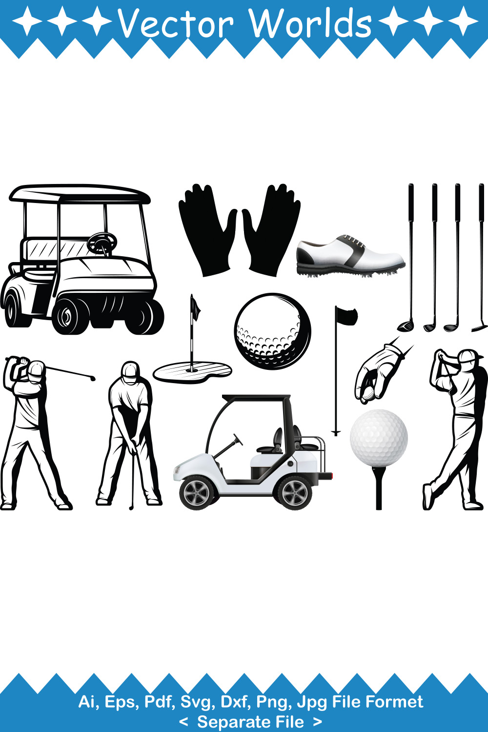 Golf Equipment SVG Vector Design pinterest preview image.