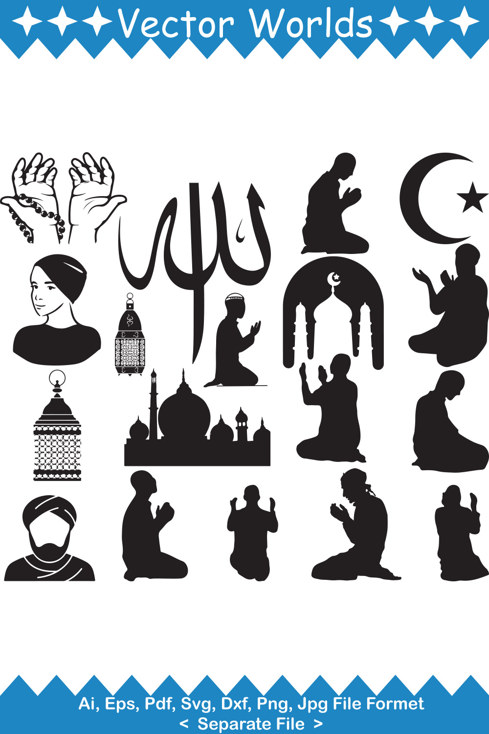 Muslim Religion SVG Vector Design pinterest preview image.