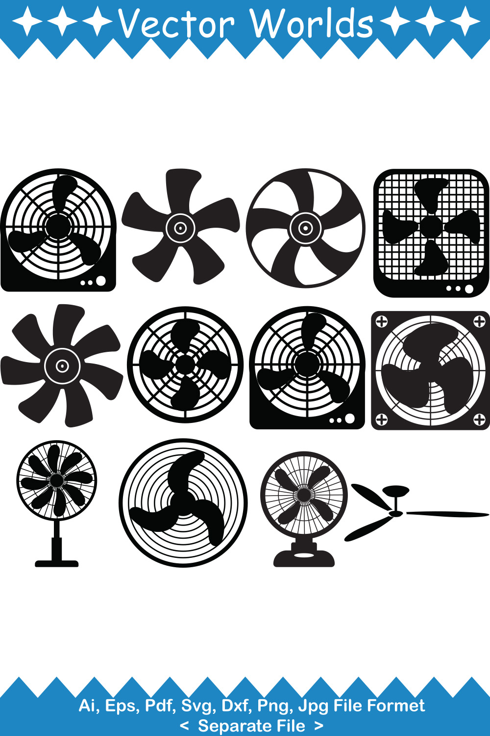 Industrial Fan SVG Vector Design pinterest preview image.