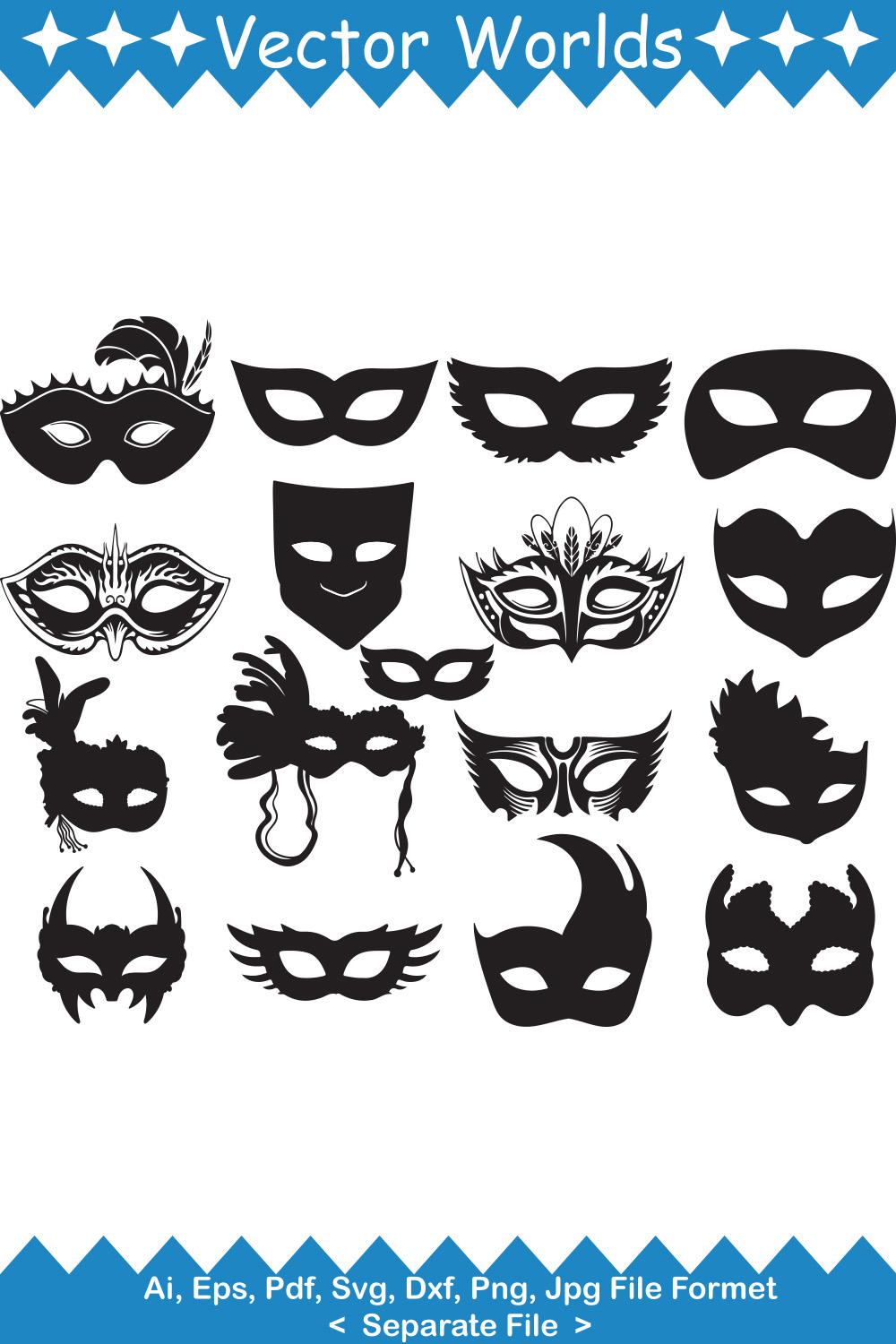 Masquerade Mask SVG Vector Design pinterest preview image.