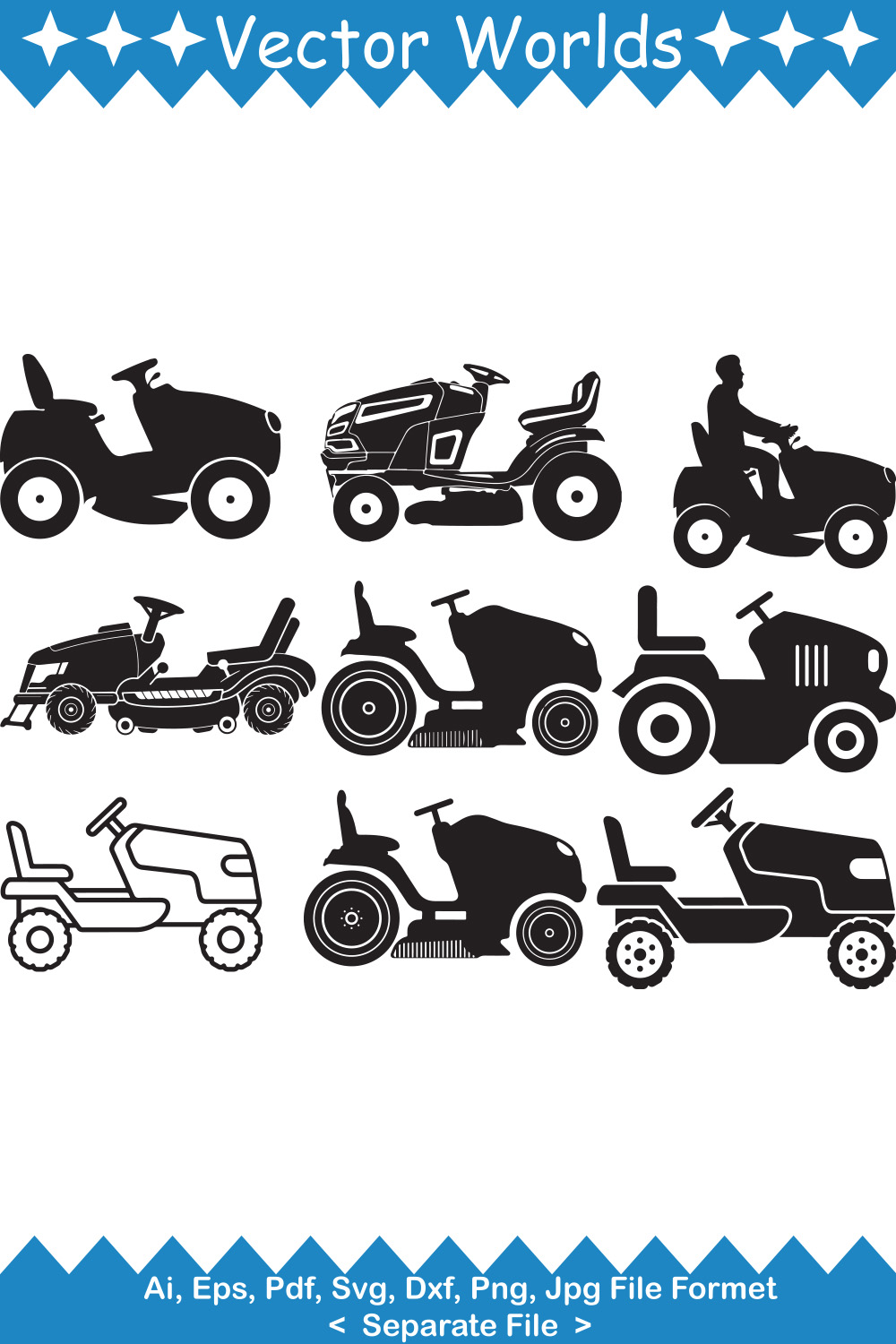 Riding Mower SVG Vector Design pinterest preview image.