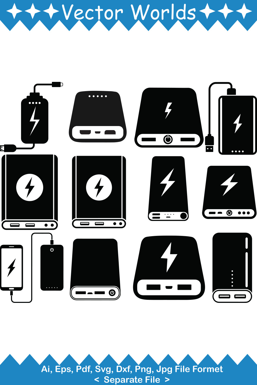 Power Bank SVG Vector Design pinterest preview image.