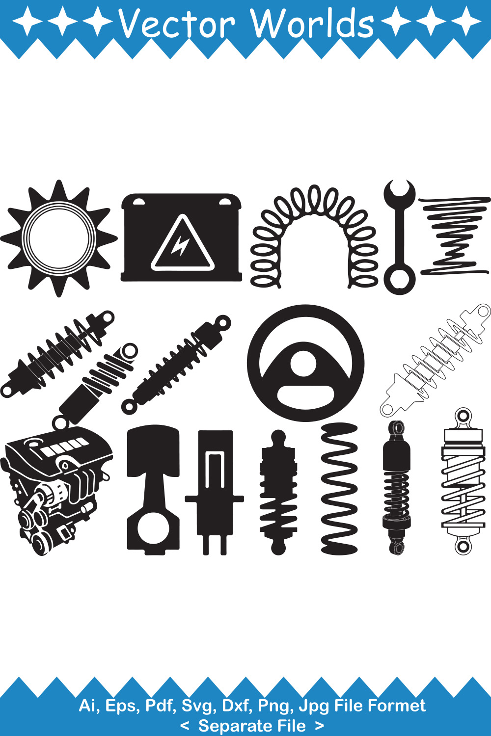 Shock Absorbers SVG Vector Design pinterest preview image.