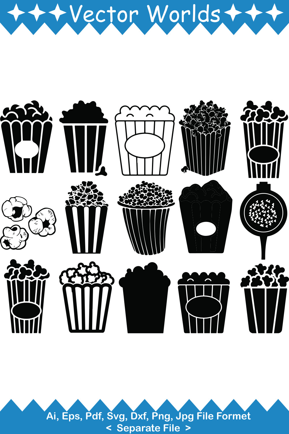 Popcorn SVG Vector Design pinterest preview image.