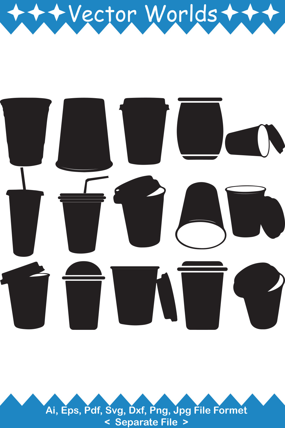 Plastic Cup SVG Vector Design pinterest preview image.