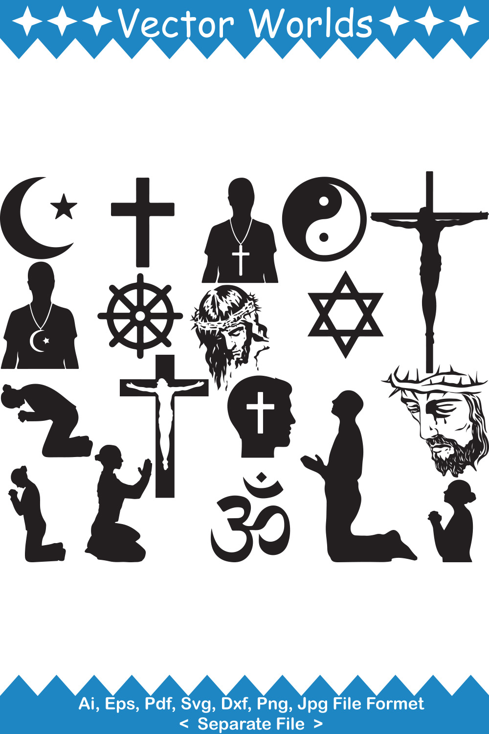 Religious People SVG Vector Design pinterest preview image.