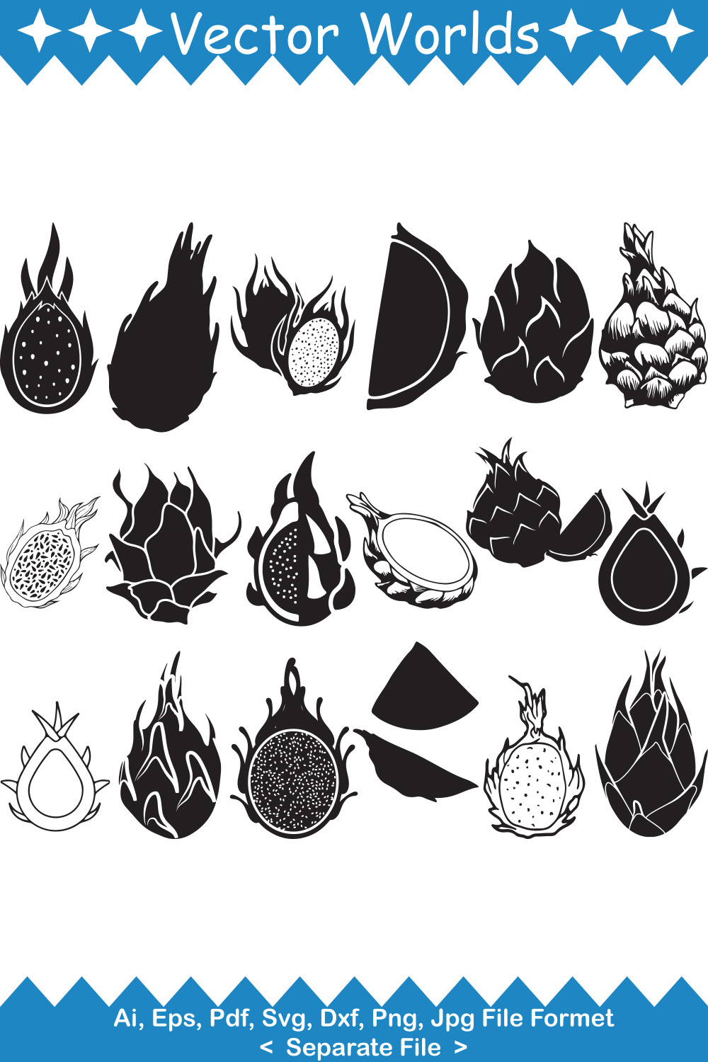 Dragon Fruit SVG Vector Design pinterest preview image.