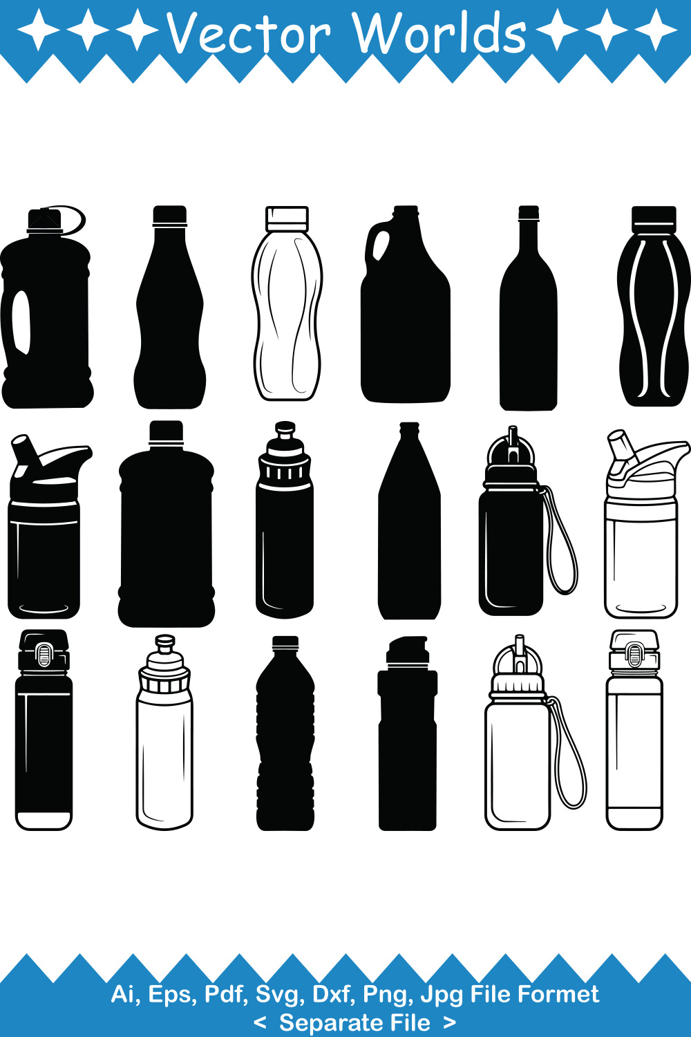 School Drinks Bottle SVG Vector Design pinterest preview image.