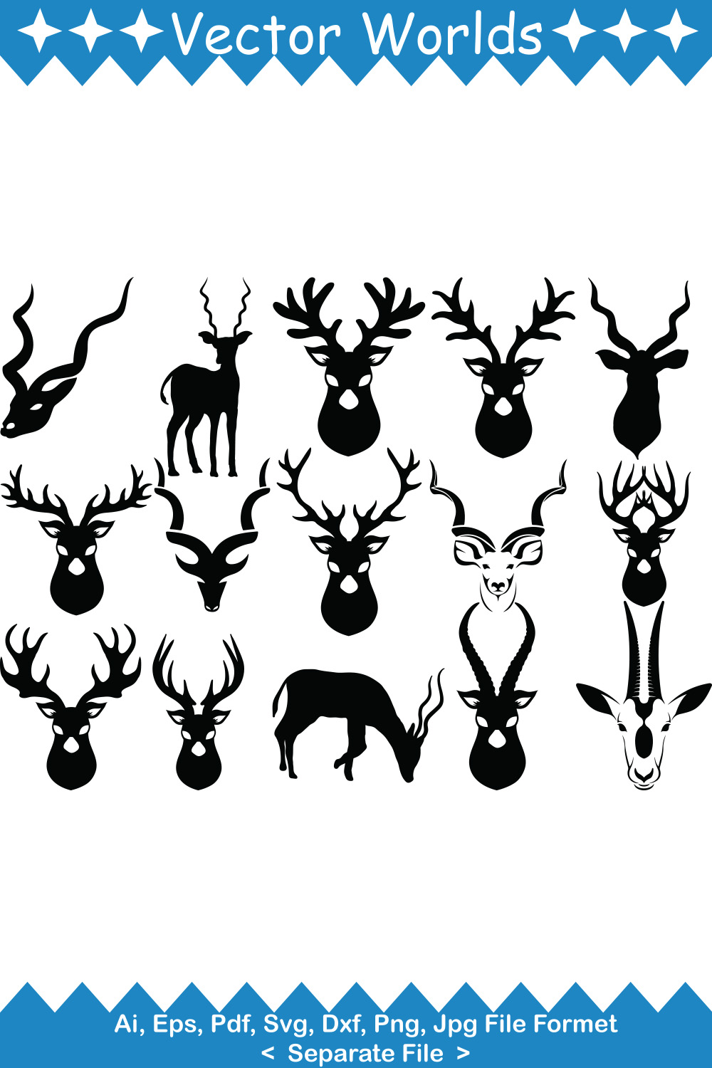 Oryx Head SVG Vector Design pinterest preview image.