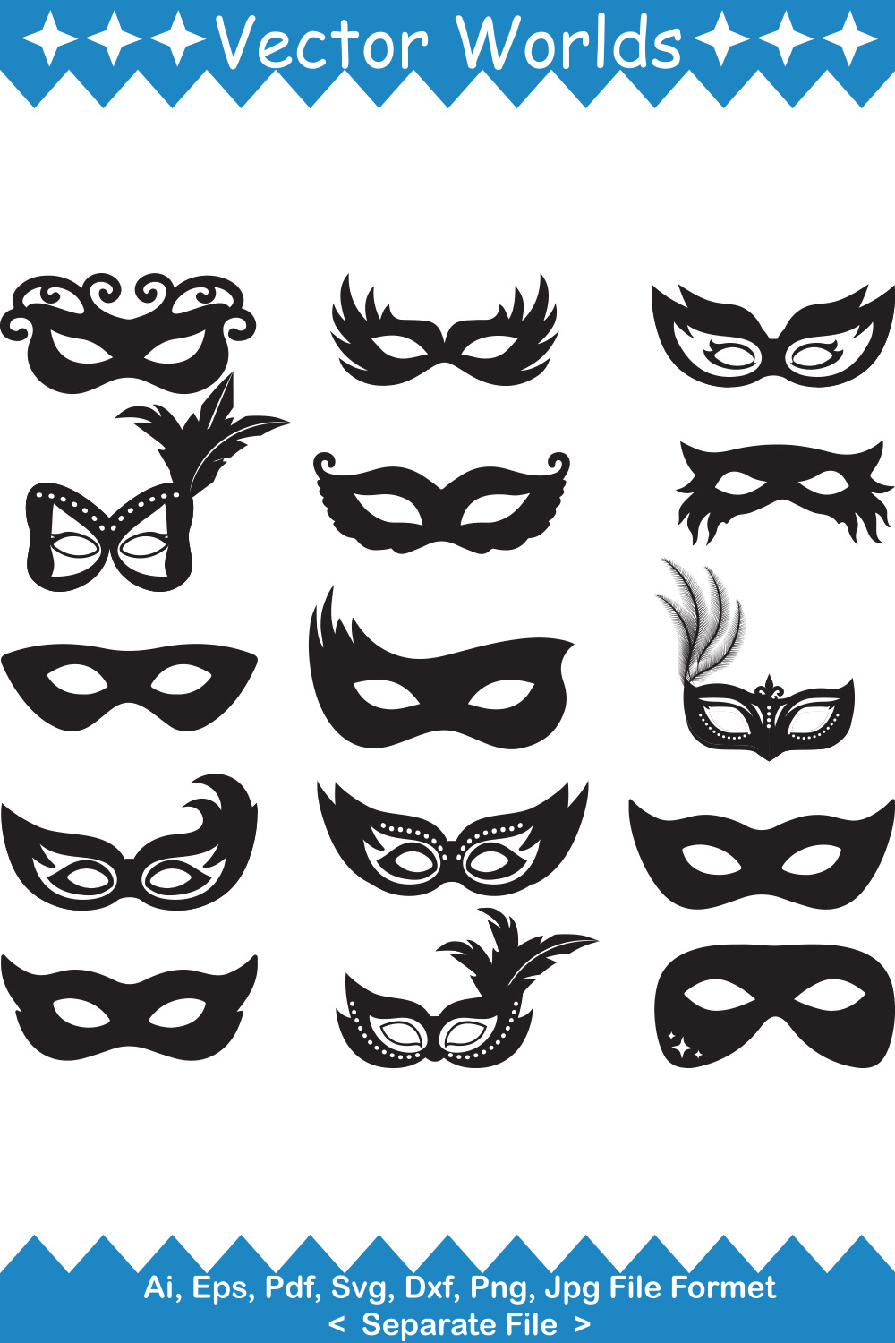 Mardi Gras Mask SVG Vector Design pinterest preview image.