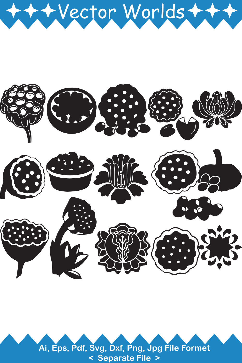 Lotus Seed SVG Vector Design pinterest preview image.