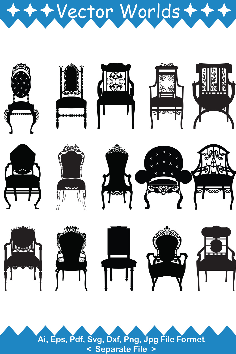 Fancy Chair SVG Vector Design pinterest preview image.