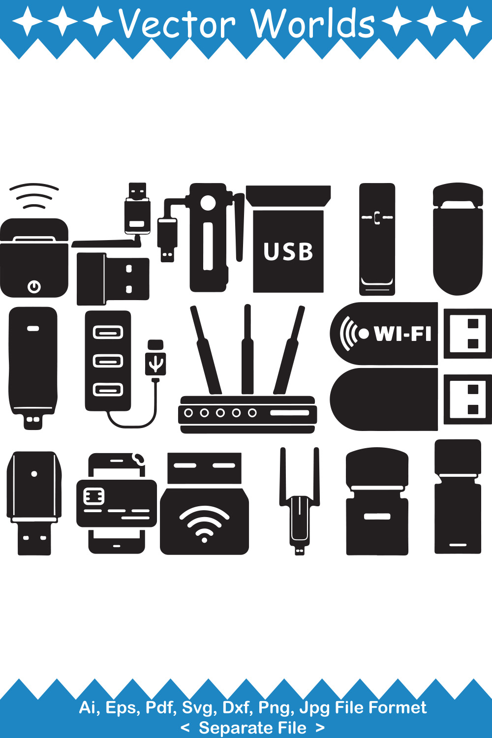 Wifi Adapter SVG Vector Design pinterest preview image.