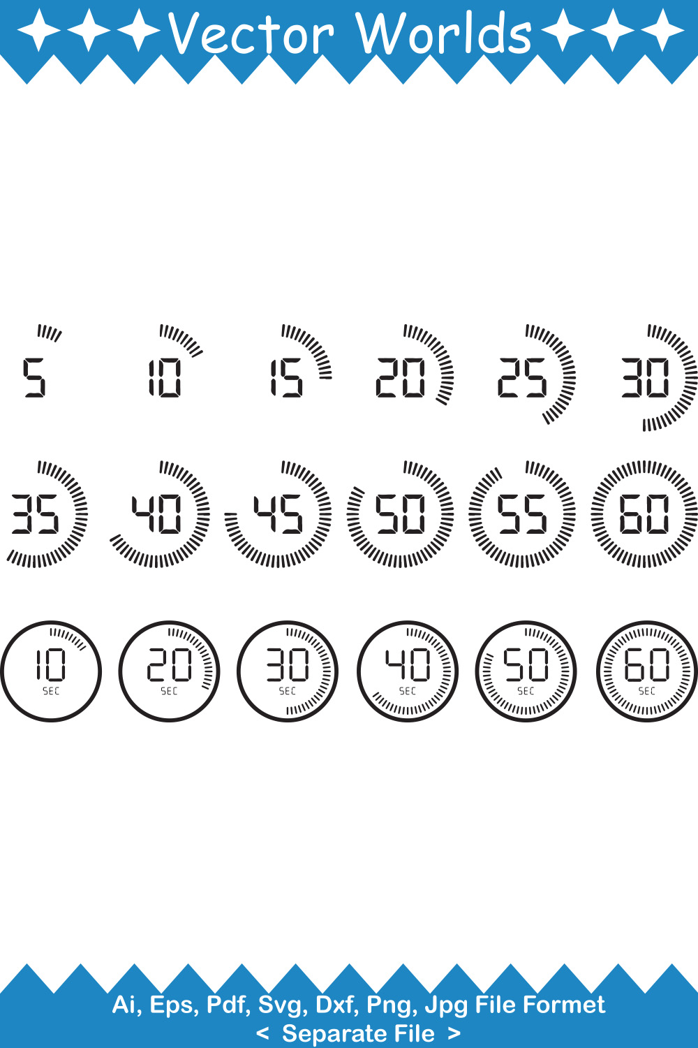Seconds Timer SVG Vector Design pinterest preview image.
