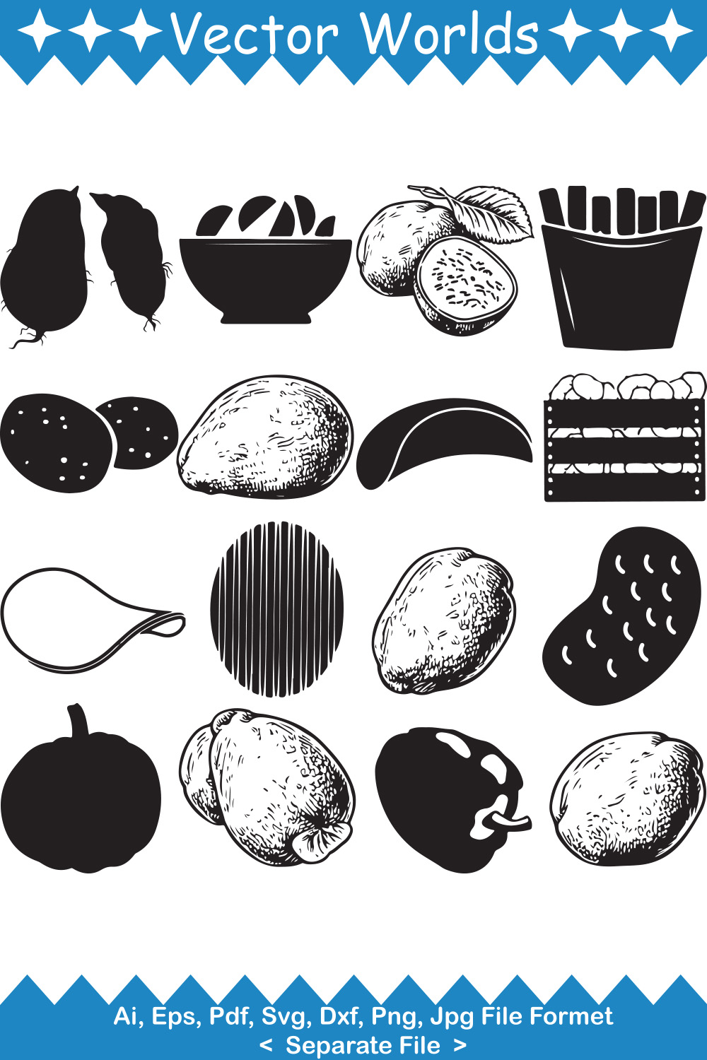 Potato SVG Vector Design pinterest preview image.