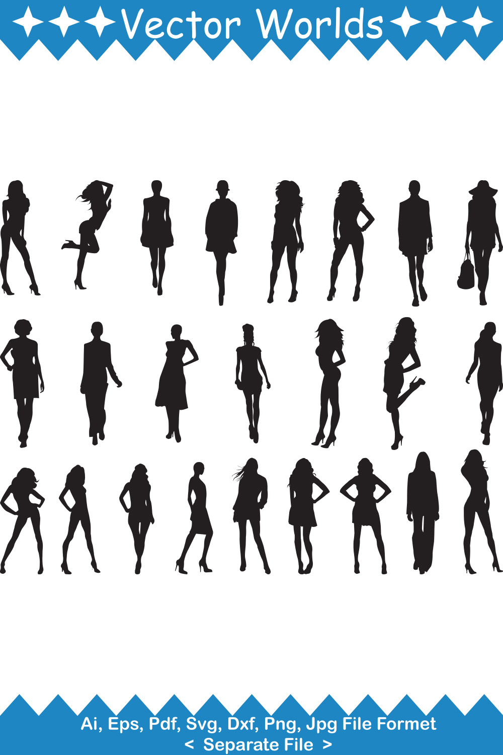 Skinny Woman SVG Vector Design pinterest preview image.