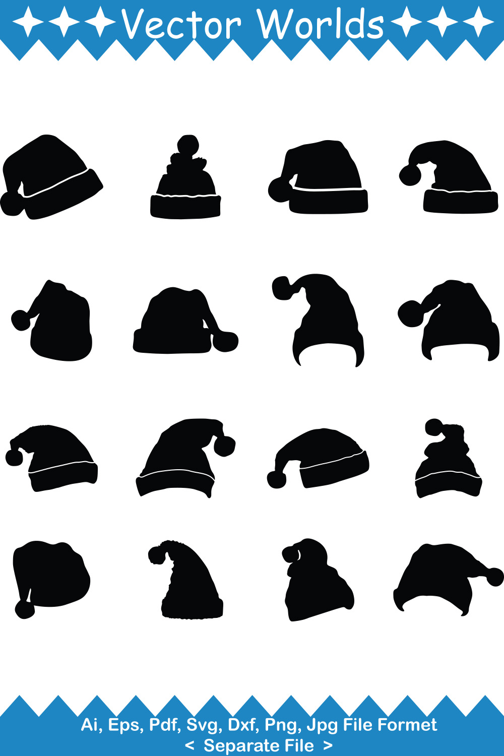 Santa Hats SVG Vector Design pinterest preview image.