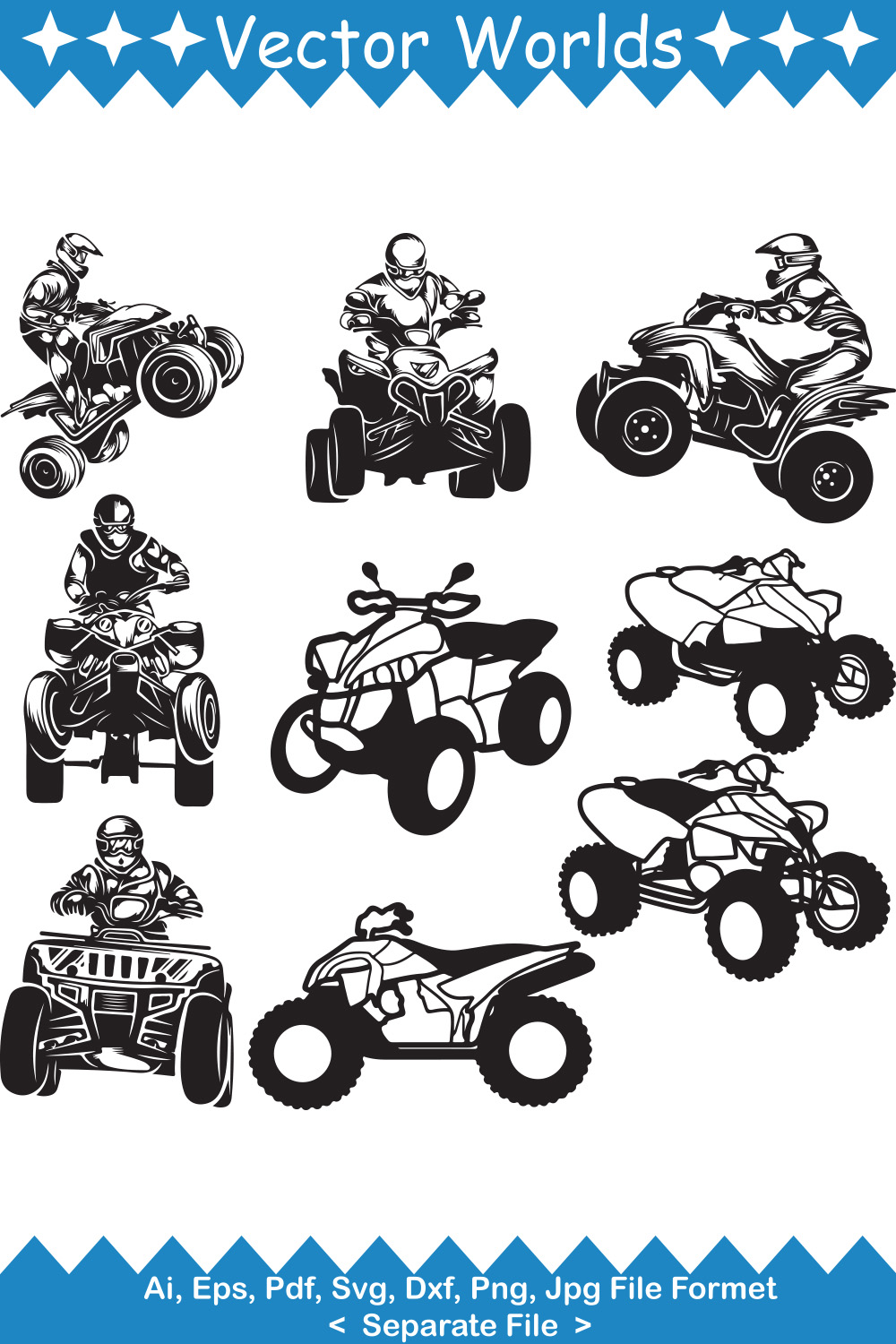 Quad Bike SVG Vector Design pinterest preview image.