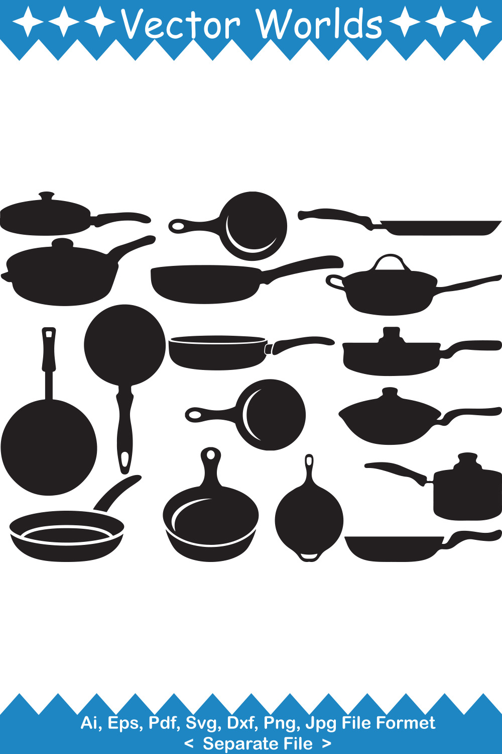 Frying Pan SVG Vector Design pinterest preview image.