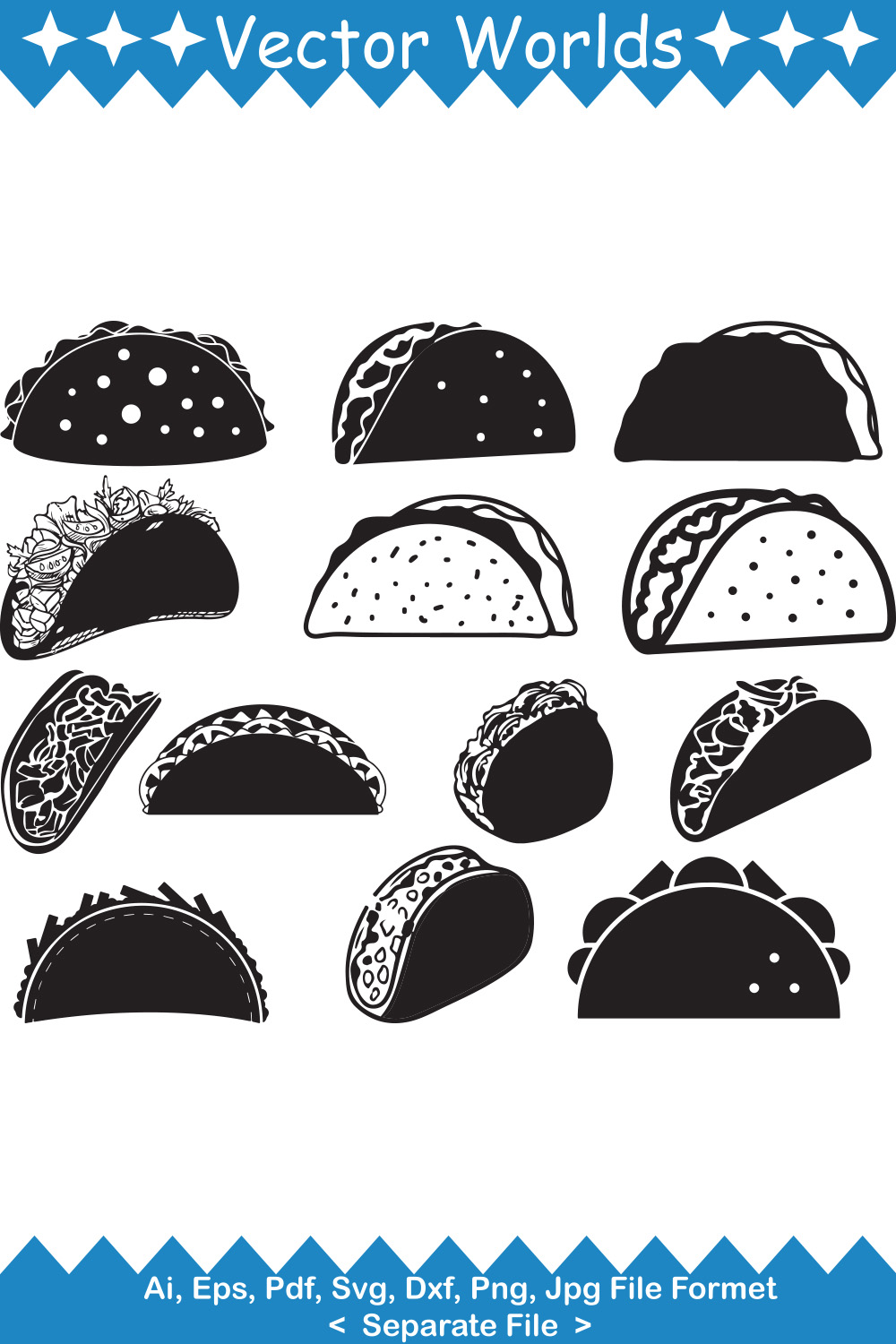 Taco SVG Vector Design pinterest preview image.