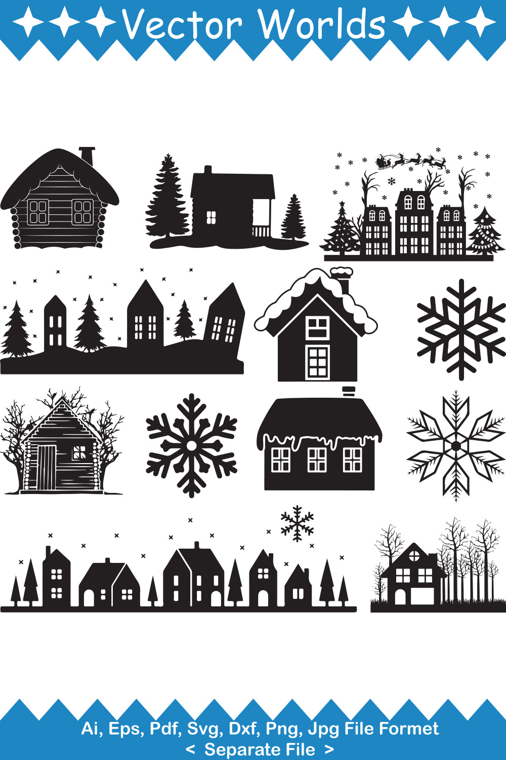 Winter Home SVG Vector Design pinterest preview image.