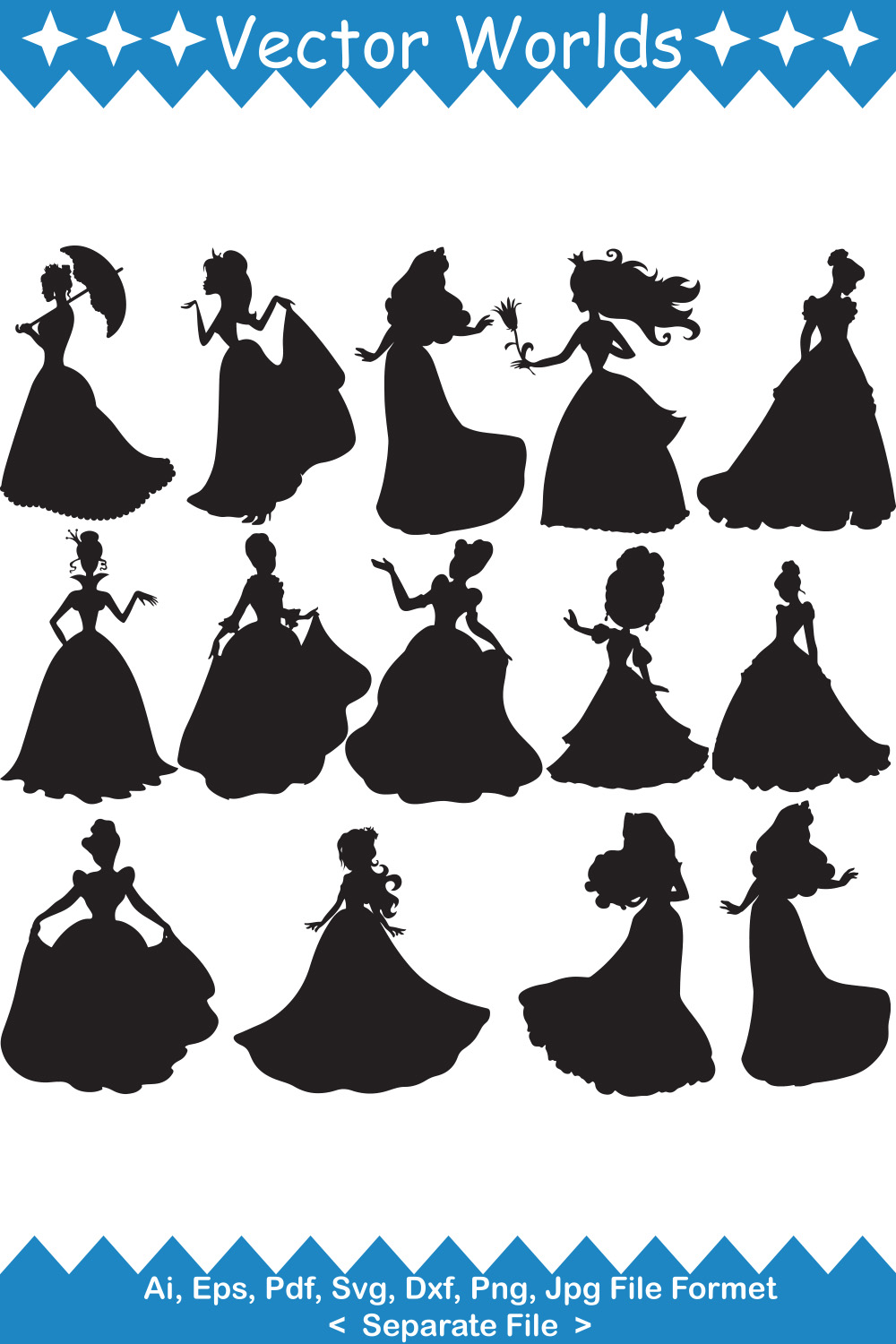 Princess SVG Vector Design pinterest preview image.