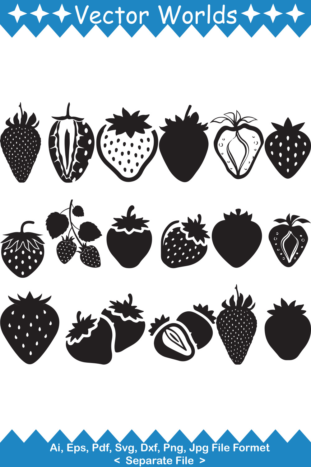 Strawberry SVG Vector Design pinterest preview image.