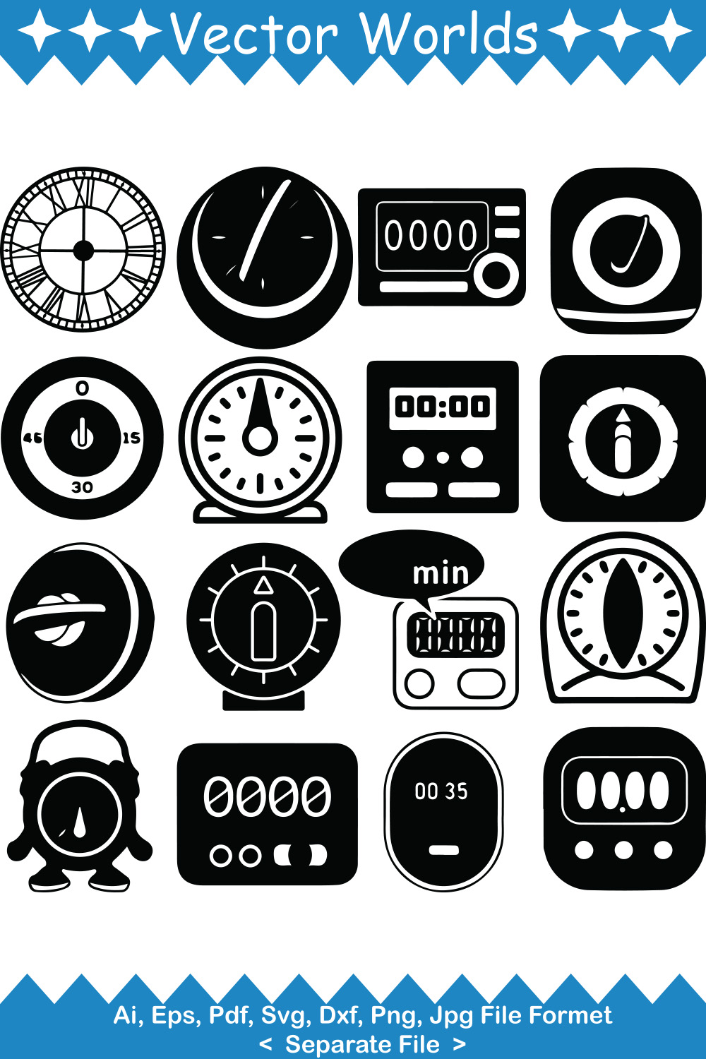 Kitchen Timer SVG Vector Design pinterest preview image.