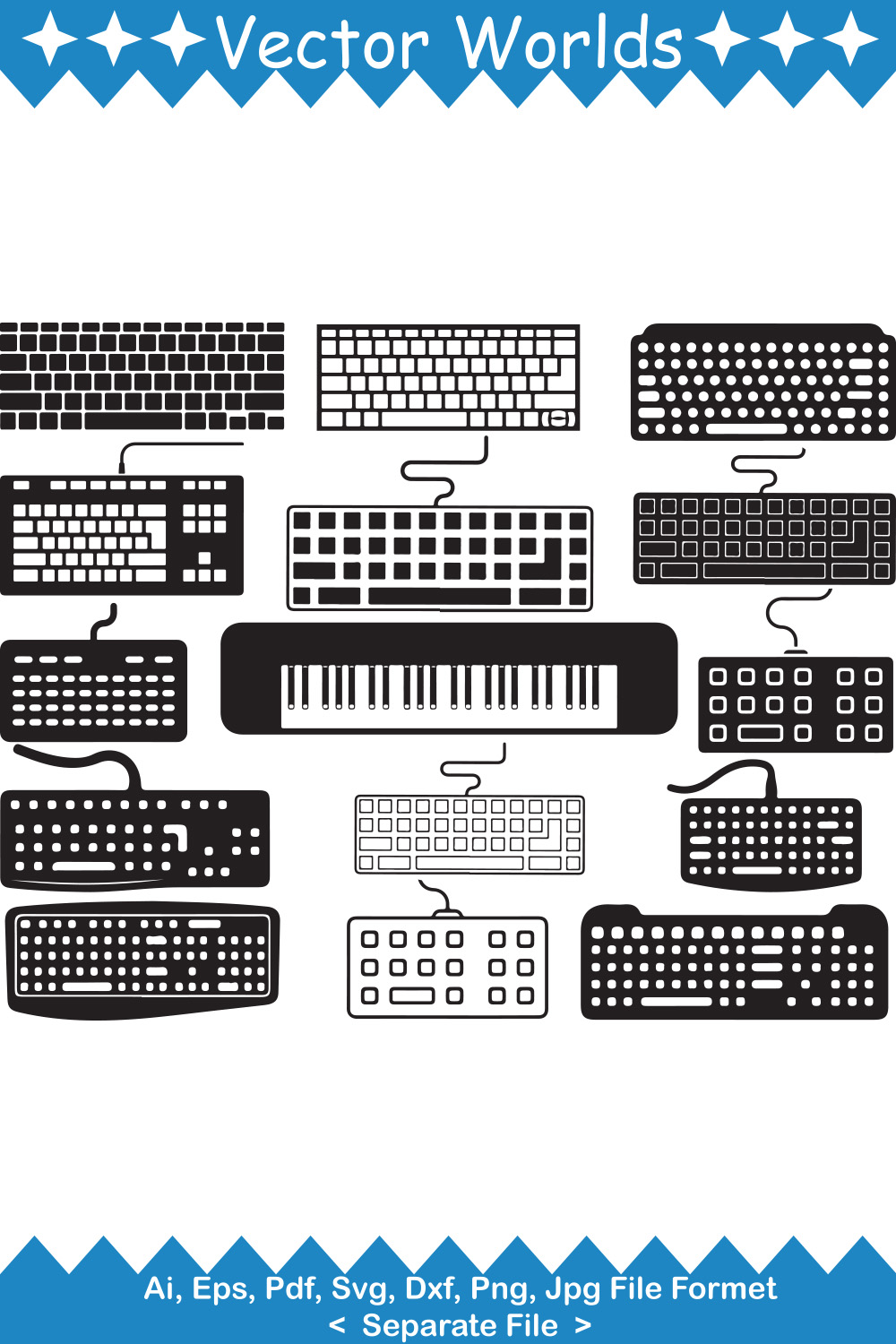 Key Board SVG Vector Design pinterest preview image.