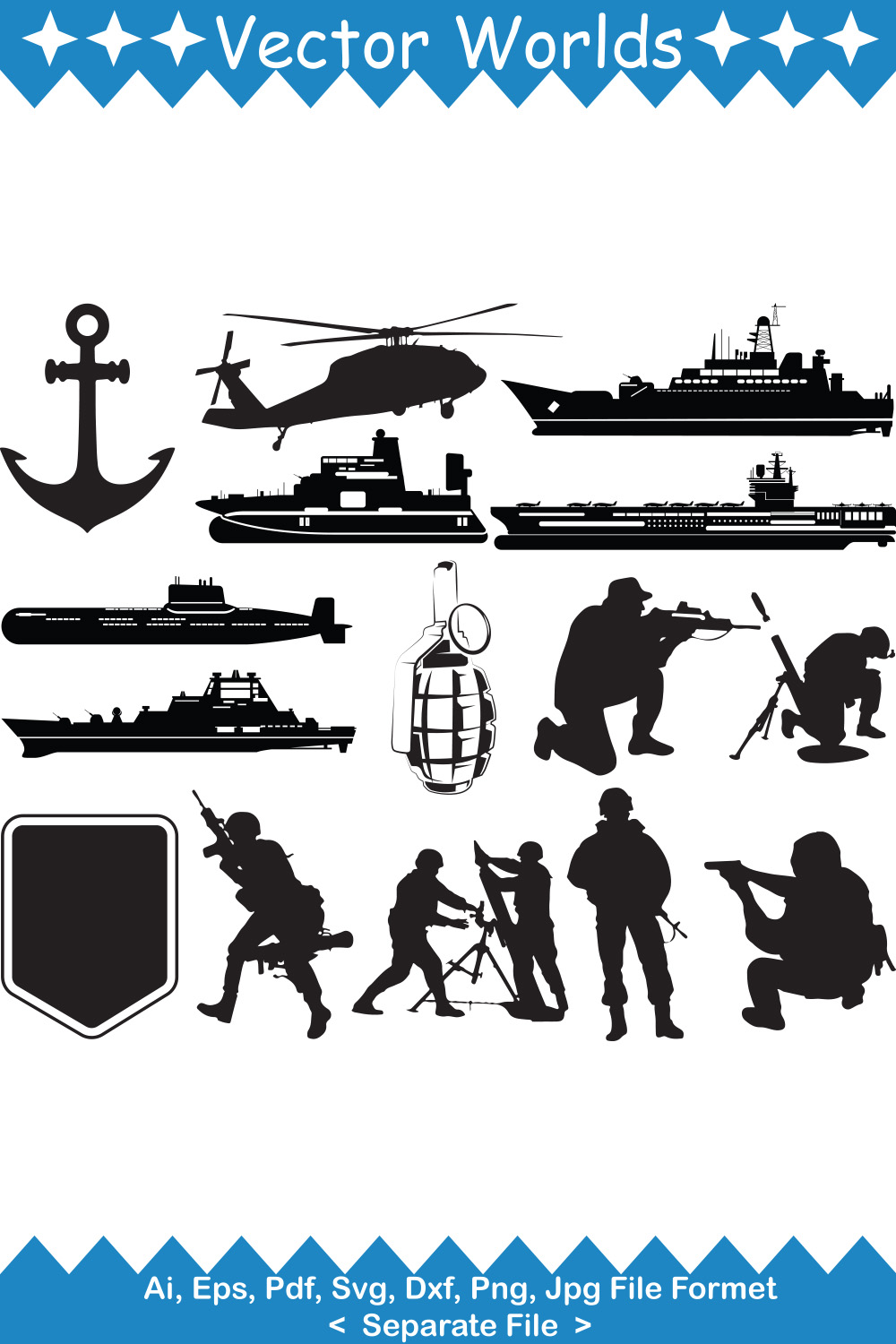Navy SVG Vector Design pinterest preview image.