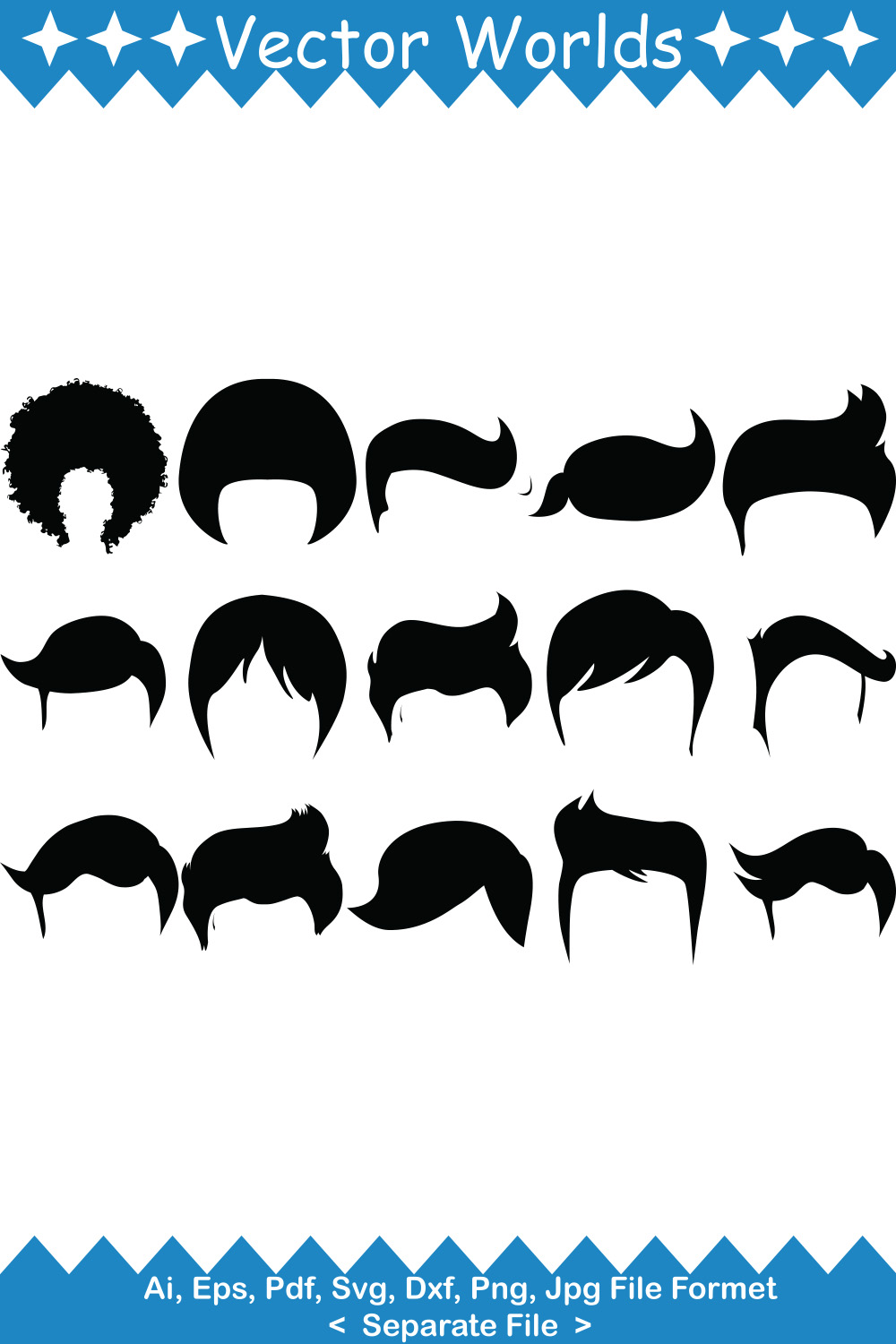 Man Hair Style SVG Vector Design pinterest preview image.