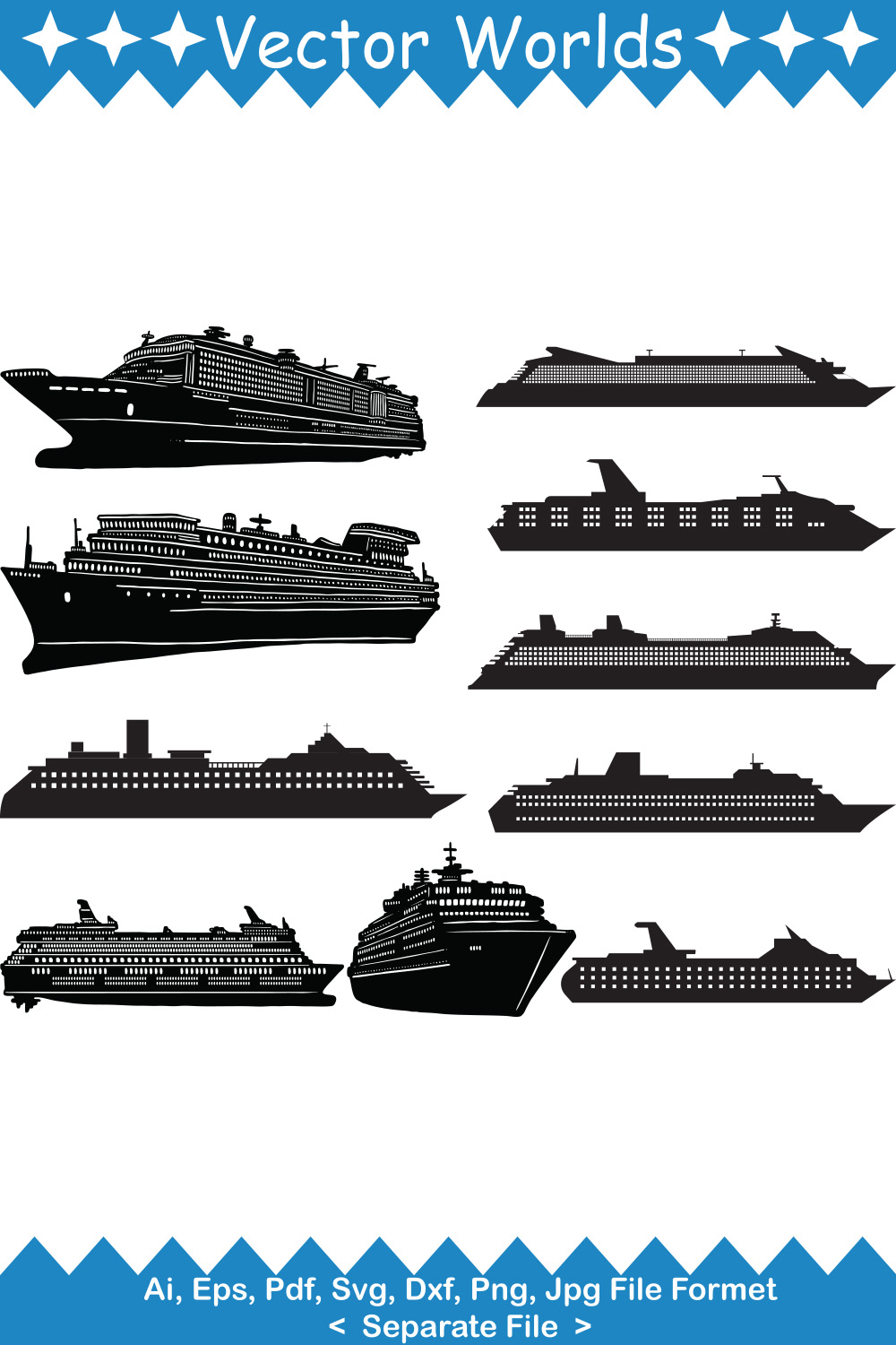 Cruise Ship SVG Vector Design pinterest preview image.