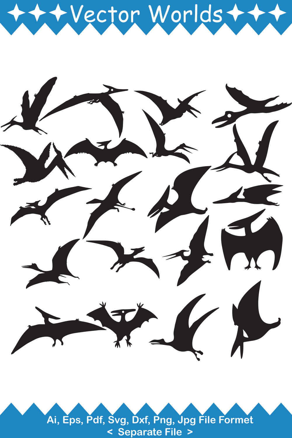 Pteranodon SVG Vector Design pinterest preview image.