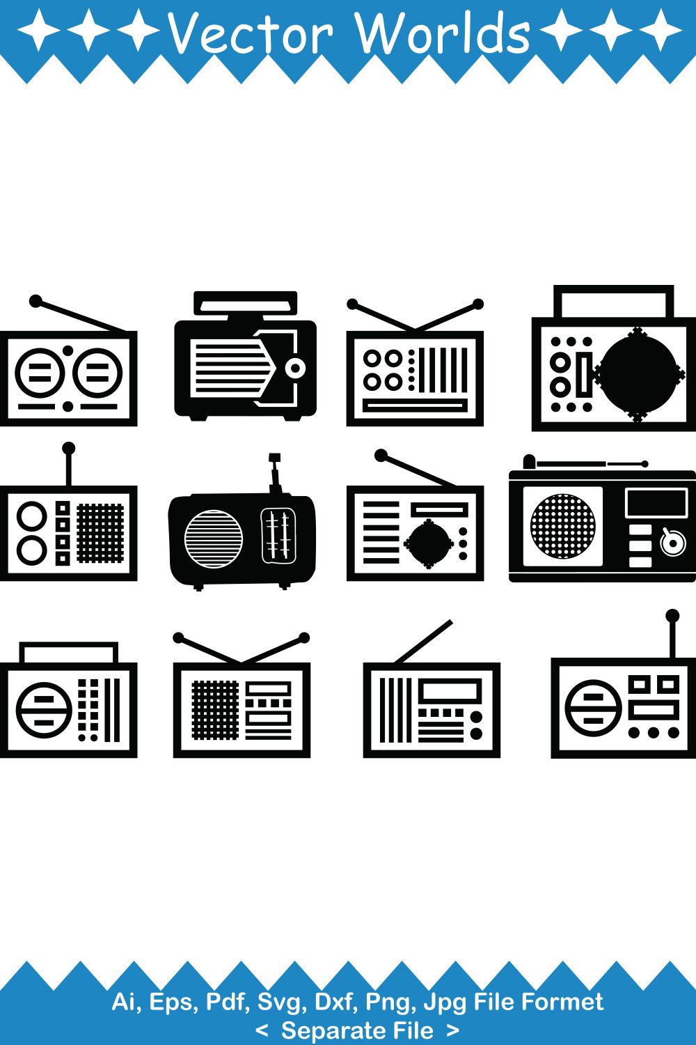 Radio SVG Vector Design pinterest preview image.