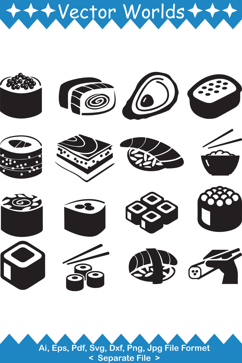 Sushi SVG Vector Design pinterest preview image.