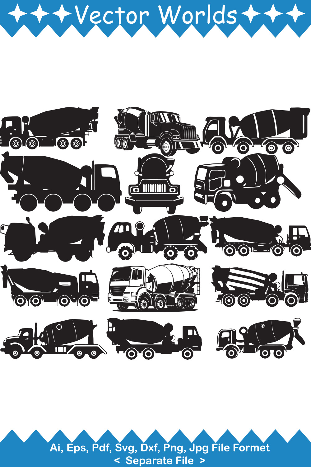 Heavy Cement Truck SVG Vector Design pinterest preview image.