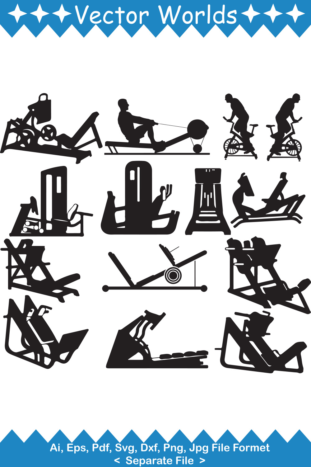 Leg Press Fitness Machine SVG Vector Design pinterest preview image.