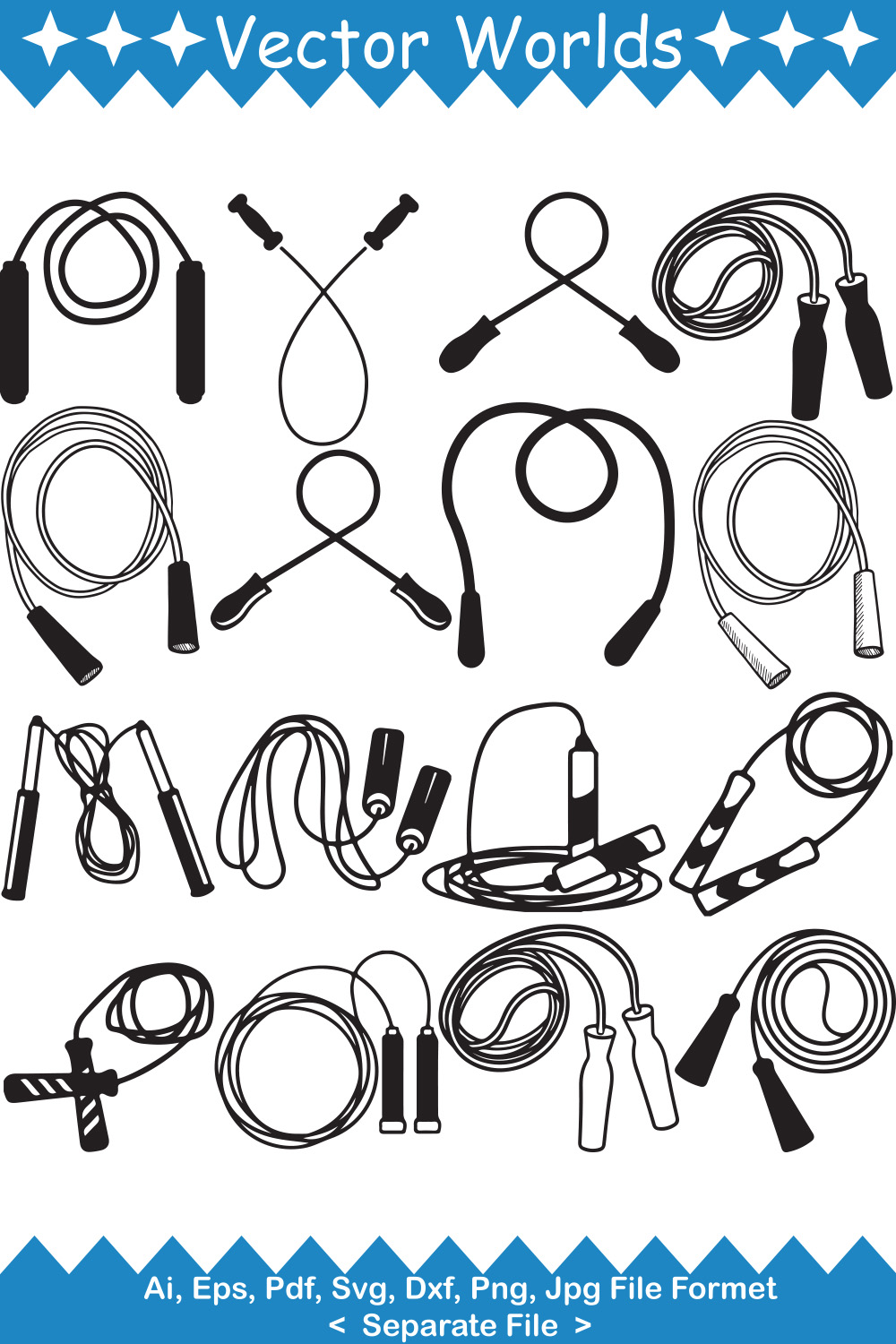 Skipping Rope SVG Vector Design pinterest preview image.