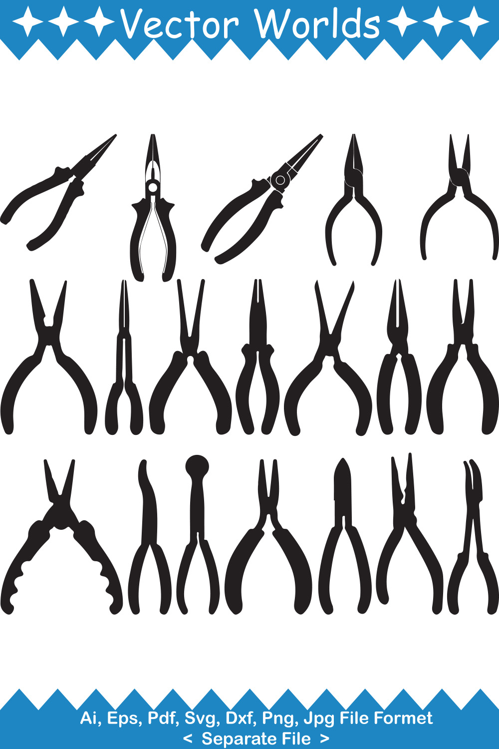 Nose Pliers SVG Vector Design pinterest preview image.