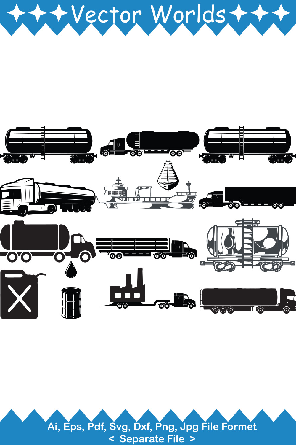 Oil Tank Truck SVG Vector Design pinterest preview image.